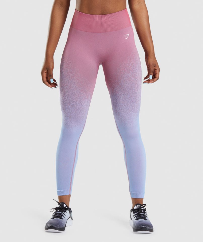 Women\'s Gymshark Adapt Ombre Seamless Leggings Pink / Light Blue | CA AD0618